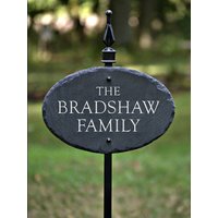 Haus Name Plaque/Rasenpfahl Geschnitzte Schiefer Stein Marker Benutzerdefinierte Zeichen Cottage von TMichaelStudio