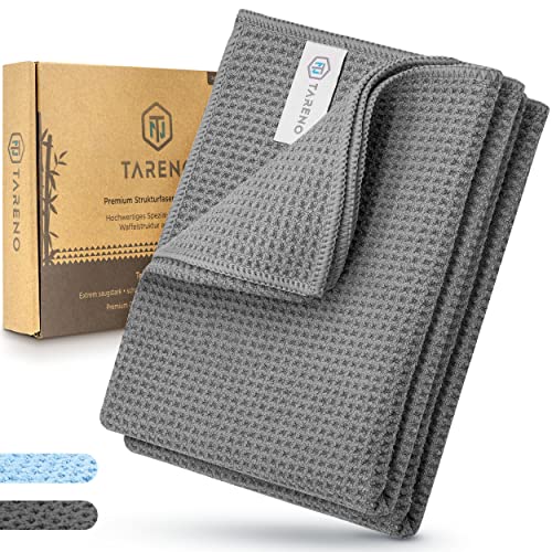 TARENO® Premium Microfaser Trockentuch - Waffeltuch [2er Set] - Saugstarkes Microfasertuch groß - Trockentücher Auto - Qualitative Autoputztücher - Geschirrtücher, Fenstertuch, Autotuch von TN TARENO