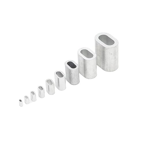 Drahtseilklammern 0,8 mm - 16 mm, Befestigungsclip, ellipsenförmige Aluminium-Aderendhülsen, Crimp-Schlaufenbeschläge(6mm*10) von TNBCCXN