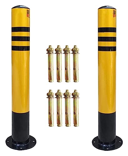 Parkplatz-Poller 2er-Pack Sicherheitspfosten for Einfahrten, Poller, Metallparkbarriere, reflektierendes Band(76x750mm) von TNBCCXN