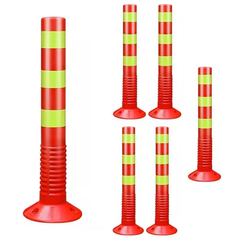 Parkplatz-Poller Flexible Verkehrsleitpfosten, Sicherheitskegel, Straßenpoller for Nachtsicht(Red,6 pack) von TNBCCXN