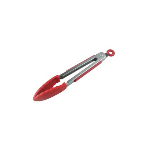 Salatzange 7/9/12 Zoll Edelstahl-Kochzange mit Verriegelung und Spitzen, rutschfeste Lebensmittelzange(7 Inch Red) von TNBCCXN