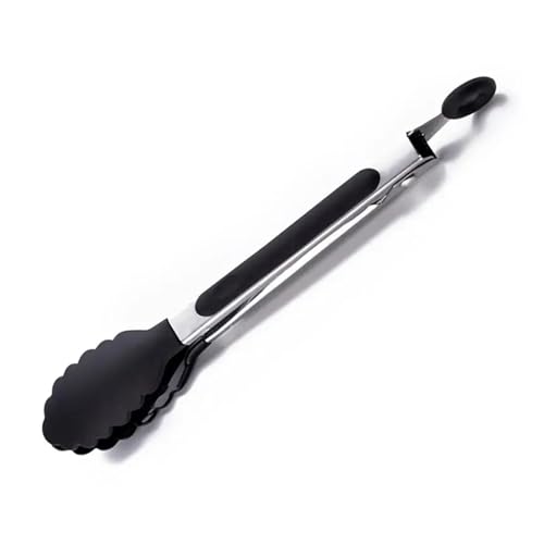Salatzange Rutschfeste Lebensmittelzange Küchenzange Utensil Kochzange Clip Klemme BBQ Salat Werkzeuge(Black) von TNBCCXN