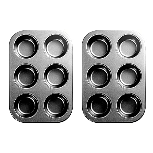 TNBCCXN Backen Set mit 2 Premium-Cupcake-Pfannen, runder Rand, einfaches Entformen, nicht klebrig(Black) von TNBCCXN