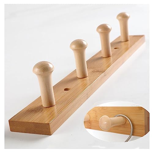TNBCCXN Badezimmer Haken Kleiderhaken aus Holz, Wandhalterung for Kleiderständer, for Aufhängen von Rucksäcken, Mänteln, Handtüchern und Hüten(Light brown,6hooks) von TNBCCXN