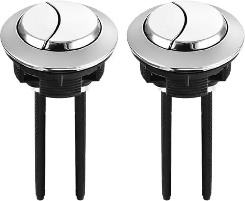 Toilettenspülkastenknopf 2 Stück Silber Dual Push Toilettenspülknopf, Badezimmer-Zubehör(Fits 37mm-48mm Hole) von TNBCCXN