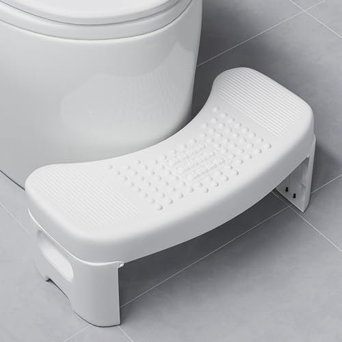 TNBRUA Toilettenhocker Klappbar, Toilettenhilfe Tritthocker, Physiologischer Hocker Badezimmer für Erwachsene/Kinder, WC Hocker Bekämpft Hämorrhoiden, Verstopfung, Blähun (Weiß) von TNBRUA