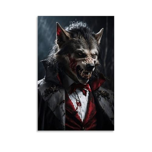 TNERPAR Werewolf Art Poster Dekorative Malerei Leinwand Wandkunst Wohnzimmer Poster Schlafzimmer Malerei,Wandkunst Bilddruck Moderne Familienzimmer Dekor 16x24inch(40x60cm) von TNERPAR