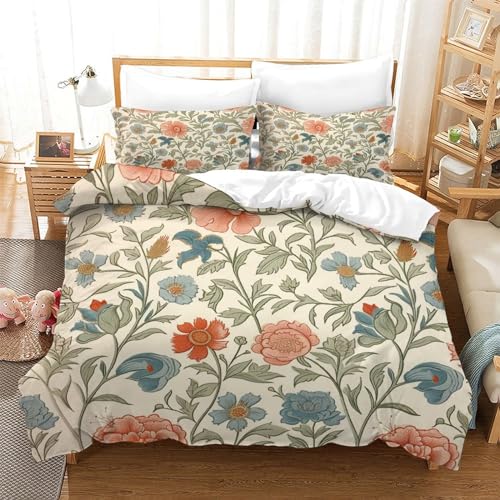 TNFHSOFT 3D Flower Quiltbezüge Blumenmuster Floral Aquarell Bettbezug Set Bettwäsche 3-teiliges Set Für Kinder Teens Erwachsene Single（140x200cm） von TNFHSOFT