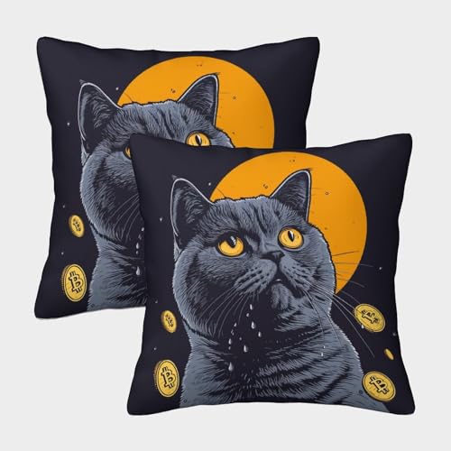 TNFHSOFT Britisches Kurzhaar Kissenbezug 2er Set Kissenbezüge Wohnzimmer Kissenhülle Couchkissen Polyester Polster Textil Für Sofa Schlafzimmer Couch Outdoor Deko Kissen von TNFHSOFT