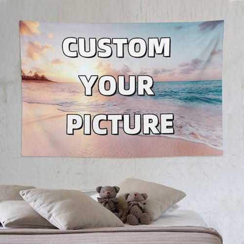 TNFHSOFT Personalisiert Wandteppich, Benutzerdefinierter Tapisserie Personalisierte Hintergrund, Personalisieren Wandteppich Mit Eigenen Fotos Und Text Decor Wandteppiche Für Zimmer，150x230cm von TNFHSOFT