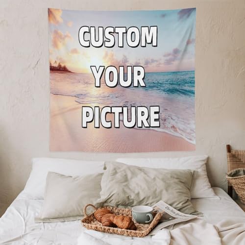 TNFHSOFT Personalisierte Wandteppich, Benutzerdefinierter Wandteppich, Personalisiert Hintergrund, Personalisieren Wandteppich Mit Eigenen Fotos Und Text Für Home Decoration，150x150cm von TNFHSOFT