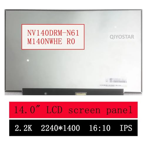 14.0 Laptop-LCD-Bildschirm NV140DRM-N61 M140NWHE R0, kompatibel mit Lenovo, kompatibel mit Ideapad, 5 Pro-14ITL6 Pro-14ACN6, 7 Pro-14IAH7, 40-poliges EDP von TNFMJSRXE