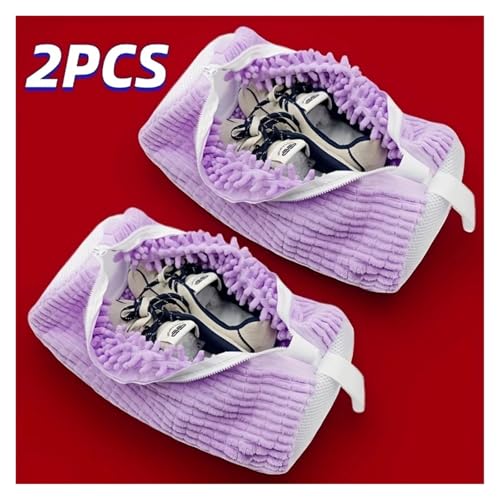 Robuster Schuhwaschbeutel for alle Schuhtypen – Gelb mit blauem Reißverschluss, Ideal for Turnschuhe und Freizeitschuhe, Wäschesack(2PCS purple) von TNFMJSRXE