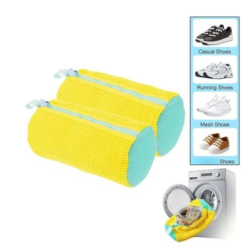 Wäschesäcke Schuhwaschmaschinenbeutel - mit Reißverschluss Wäschesack mit reichhaltigem Flaum im Inneren, perfekt for Turnschuhe und Freizeitschuhe(2PCS yellow) von TNFMJSRXE