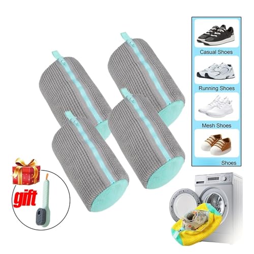 Wäschesäcke Schuhwaschmaschinenbeutel - mit Reißverschluss Wäschesack mit reichhaltigem Flaum im Inneren, perfekt for Turnschuhe und Freizeitschuhe(4PCS-grey) von TNFMJSRXE