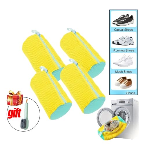 Wäschesäcke Schuhwaschmaschinenbeutel - mit Reißverschluss Wäschesack mit reichhaltigem Flaum im Inneren, perfekt for Turnschuhe und Freizeitschuhe(4PCS-yellow) von TNFMJSRXE