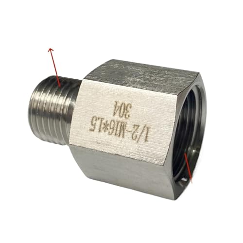 TNGNMGVSJ 1/2" BSPP Female to M24x1.5 Male 304 Stainless Steel Pipe Fitting High Pressure Connector Coupler von TNGNMGVSJ