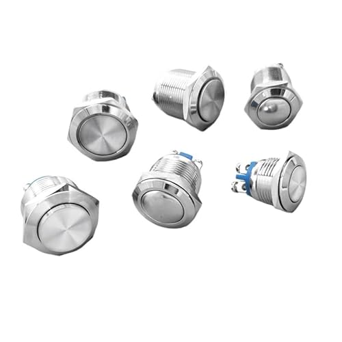 TNGNMGVSJ 1PC 19mm IP65 Metal Push Button 1NO Reset Momentary Flat Screw Welding Pin Car Engine Power von TNGNMGVSJ
