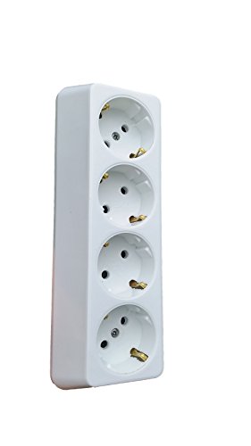 NEU 4-fach Aufputz Steckdose Hergestellt im EU Mehrachstecker Steckdosenleiste 4 Steckdosen Aufputz Koppler Ohne Kabel (4-Fach, Weiß) von Nordborn