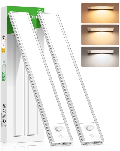 84LED Unterbauleuchte Küche, 2 Stück Schrankbeleuchtung mit Bewegungsmelder, Dimmbar Schranklicht Schrankleuchte Kabellos LED Sensor Licht Nachtlicht USB Aufladbar für Schlafzimmer/Kleiderschrank von TNMOO