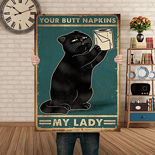Schwarze Katze hält ein Toilettenpapier Roll Your Butt Servietten My Lady Badezimmer Decor Home Decor Wandkunst Decor Metallschild Poster 20,3 x 30,5 cm Schwarze Katze hält ein Toilettenpapier Roll Your Butt Servietten My Lady Badezimmer Decor Home Decor Wandkunst Decor Metallschild Poster 20,3 x 30,5 cm von TNND