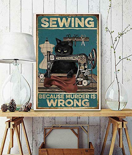 TNND Black Cat Sewing Because Murder Is Wrong Poster, Kunst, Wanddekoration, Metallschild, Poster, 20,3 x 30,5 cm TNND Black Cat Sewing Because Murder Is Wrong Poster, Kunst, Wanddekoration, Metallschild, Poster, 20,3 x 30,5 cm von TNND