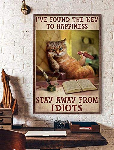 TNND Wanddekoration, Motiv: Katze mit Aufschrift "Cat Read Book With Sausage Stay Away From Idiots", Wanddekoration, Metallschild, Poster, 20,3 x 30,5 cm TNND Wanddekoration, Motiv: Katze mit Aufschrift "Cat Read Book With Sausage Stay Away From Idiots", Wanddekoration, Metallschild, Poster, 20,3 x 30,5 cm von TNND