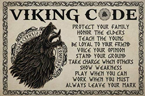 Wolf Viking Code Protect Your Family Honor The Elders Teach The Young Ideas Gifts Home Living Wall Decor Wall Art Decor Metal Sign Poster 20,3 x 30,5 cm von TNND