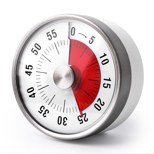 TNOMSNO Visueller Timer, Magnetische Küchentimer Kleine Kinder Zeitschaltuhr 60 Minuten Countdown Timer mit Einklappbarer Ständer Mechanisch Analoger Kurzzeit Timer für Küche Schule Büro von TNOMSNO