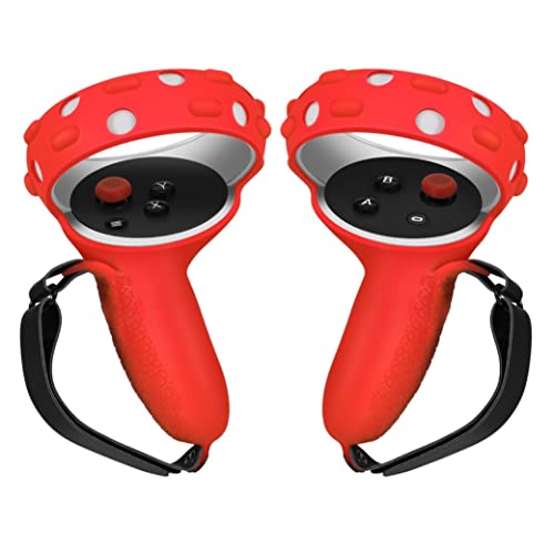 TNP Controller Grips for Oculus Quest 2 / Meta Quest 2 Knuckle Strap Red VR Touch Controller Hand Grip Cover Protector Sleeve with Anti-Throw Adjustable Straps von TNP Products