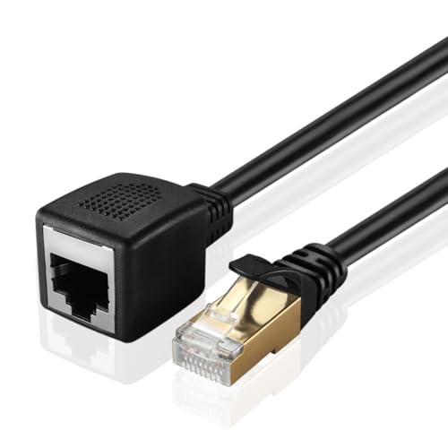 TNP Ethernet Kabel Lan Netzwerkkabel, RJ45 Buchse auf Stecker, Internet Verlängerungskabel Adapter Patchkabel Kabel für Switch Router Netzwerk Gigabit Cat7 Cat6 Cat5e Cat5 Schwarz 0,5M von TNP Products