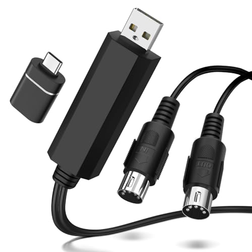 TNP MIDI-zu-USB-Kabel-Schnittstellenkonverter - IN OUT Midi-Kabel Hostadapter-Stecker Controllerkabel für Keyboard-Synthesizer Piano Instrument auf Mac Computer PC Windows Laptop Music Studio (6 FT) von TNP Products