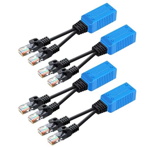 TNP RJ45 Ethernet Cable Combiner/Splitter Kit (2 Pair) - 2 Male to 1 Female POE Data Adapter LAN Ethernet Network Extender Y Splitter Cat5 Cat5e Cat6 UPOE Cable for Surveillance Security Monitoring von TNP Products