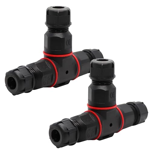 TNSLAND 2 Stück Kabelverbinder Wasserdicht 3 polig, IP68 T-Form Verteilerdose Klemmdose Kabelverbinder Wasserdicht Kabelmuffe Verbindungsmuffe Verbindungsbox von TNSLAND