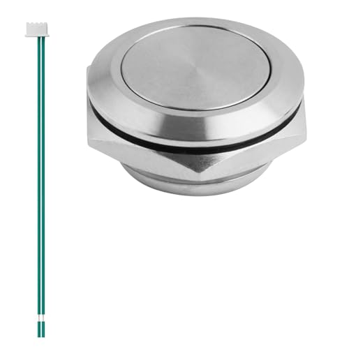 2 Ultraflacher Edelstahl Drucktaster, rostfrei, IP67 wasserdicht, Einbau Durchmesser Ø 19 mm, für Außen- und Innenbereich, Lange Lebensdauer von Maschinen,Touch-Schalter drucktaster 12v von TNSLAND