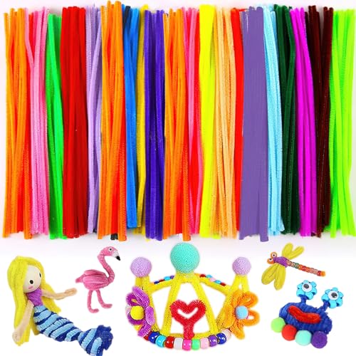 TNSLAND 300 Stücke Pfeifenreiniger Blumen, 10 Farben Pfeiffenreiniger Pipe Cleaner, 30cm Pfeiffenputzer Chenilledraht, Pfeifenputzer zum BastelnK für Kunst Reative DIY-Dekorationen, Basteldeko Kinder von TNSLAND