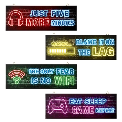 TNSLAND 4 Stück Holzschild mit Spruch Gaming Room Deko Gaming Poster Gaming Deko Wand Gamer Zimmer Wandtattoo Gaming Bilder Jugendzimmer Deko Playstation Gaming Wand Zocker Zimmer Deko Jungen TNSLAND 4 Stück Holzschild mit Spruch Gaming Room Deko Gaming Poster Gaming Deko Wand Gamer Zimmer Wandtattoo Gaming Bilder Jugendzimmer Deko Playstation Gaming Wand Zocker Zimmer Deko Jungen von TNSLAND
