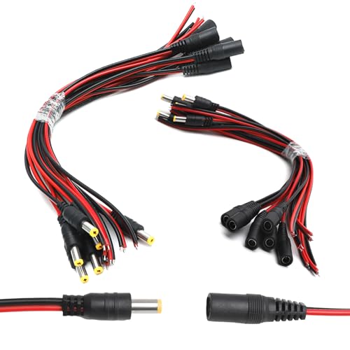 TNSLAND 6 Paare DC Kabel, 18AWG DC 12V 5A 5.5 x 2.1mm Male Female DC Power Pigtail Kabel, DC Hohlstecker für CCTV Sicherheit Kamera, Überwachungs TNSLAND 6 Paare DC Kabel, 18AWG DC 12V 5A 5.5 x 2.1mm Male Female DC Power Pigtail Kabel, DC Hohlstecker für CCTV Sicherheit Kamera, Überwachungs von TNSLAND
