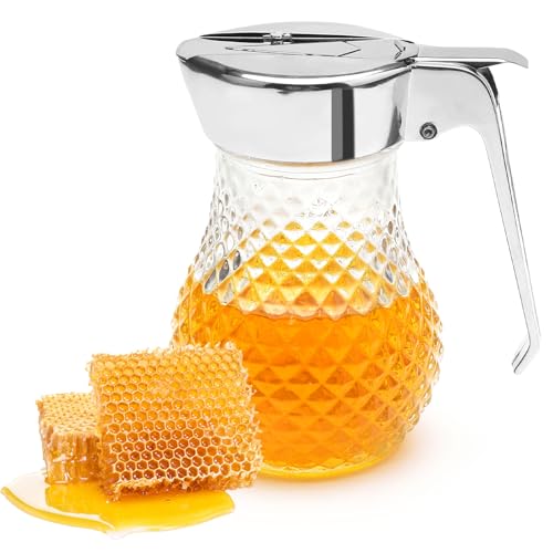 TNSLAND Honiggläser 8 Ounces, Sirup Spender Honiggläser, Honigspender mit Griff，Vielseitige ölflasche, Transparentes Honig Gläser für Küchenwerkzeug Karamell Sirup ölf (250 ML) von TNSLAND