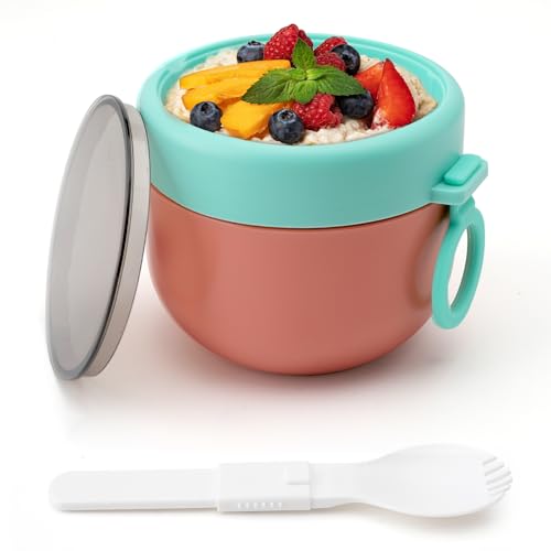 TNSLAND Joghurtbecher, Müslibecher to Go Kinder Lunchpot Müsli to Go Becher mit Klapplöffel, Smoothie Bowl Porridge Becher Joghurt Deckel für Jedes Frühstück Mittagessen Snackboxen 600ml Nordic Rot TNSLAND Joghurtbecher, Müslibecher to Go Kinder Lunchpot Müsli to Go Becher mit Klapplöffel, Smoothie Bowl Porridge Becher Joghurt Deckel für Jedes Frühstück Mittagessen Snackboxen 600ml Nordic Rot von TNSLAND