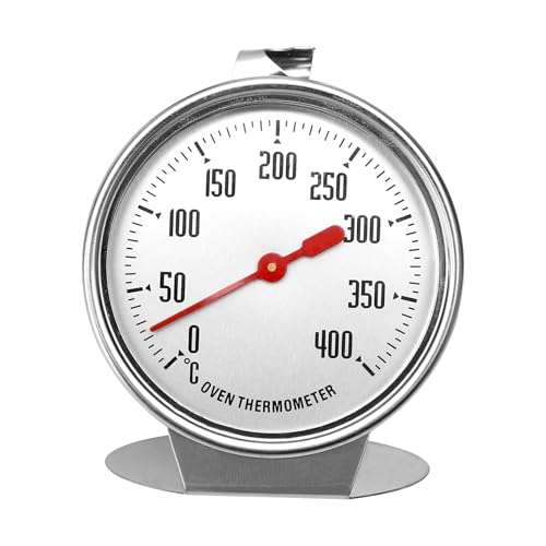 TNSLAND Ofenthermometer für Backofen Thermometer für Elektroherd 7 cm Messbereich 0°C Bis 400°C Edelstahl Backofenthermometer zum Aufhängen und Hinstellen mit Großem Zifferblatt zum Backen Kochen BBQ von TNSLAND