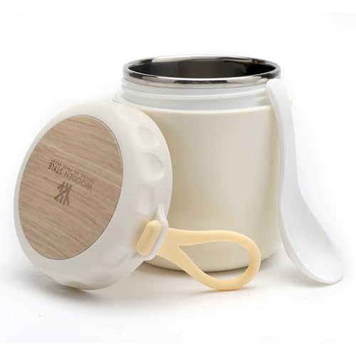 TNSLAND ThermobehäLter für Essen, 400ml Thermobox mit Löffel, Thermobecher Babybrei mit Handschlaufe, Thermobehälter Babybrei Thermobecher Essen, Thermos Essensbehälter für Suppen, Joghurt, Eis, Weiß TNSLAND ThermobehäLter für Essen, 400ml Thermobox mit Löffel, Thermobecher Babybrei mit Handschlaufe, Thermobehälter Babybrei Thermobecher Essen, Thermos Essensbehälter für Suppen, Joghurt, Eis, Weiß von TNSLAND