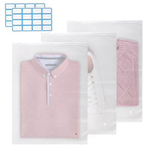 TNSLAND Zip Beutel Groß Wiederverwendbar 30 Stück 40x30cm Gefrostet Zipper Beutel mit Selbstklebend Etiketten Ziplock Beutel Zip Tüten Zip-Beutel Aufbewahrungsbeutel für Kleidung Schuhe Kosmetik TNSLAND Zip Beutel Groß Wiederverwendbar 30 Stück 40x30cm Gefrostet Zipper Beutel mit Selbstklebend Etiketten Ziplock Beutel Zip Tüten Zip-Beutel Aufbewahrungsbeutel für Kleidung Schuhe Kosmetik von TNSLAND