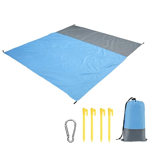 TNSRAY Stranddecke Sandfrei, Picknickdecke Wasserdicht Überdimensioniert 140 x 200 cm Strandtuch Strandmatte Mit 1 Karabinern und 4 Befestigung Ecken für den Strand, Wandern, Campen und Outdoor von TNSRAY