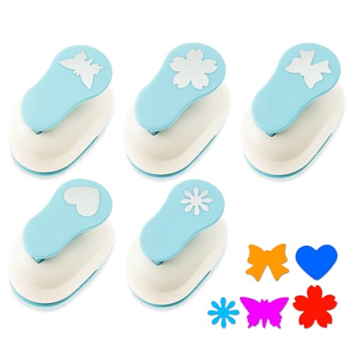 5 Stück Papierstempel,6,4/7,3cm Handgemachte Scrapbooking Stanzen,Verschiedene Formen Designs,DIY-Bastel-Lochstanze,Mini Kutter Nagel für Kindergarten Lehrer Büro Kunstwerk Zubehör Kinder(A) von TNTGMG