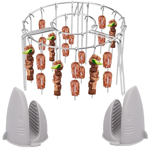 Al Pastor Spieß Ständer für Grill,48-in-1 Edelstahl Luft Fryer Spieß Rack mit Silikon Klammern,16×10 cm,Abnehmbare Sticks Vertikale Halterung für Ninja Foodi BBQ Grillen Küche Backofen Al Pastor Spieß Ständer für Grill,48-in-1 Edelstahl Luft Fryer Spieß Rack mit Silikon Klammern,16×10 cm,Abnehmbare Sticks Vertikale Halterung für Ninja Foodi BBQ Grillen Küche Backofen von TNTGMG