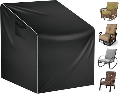 Gartenstuhl Abdeckung,210D Oxford wasserdicht Lounge Stuhl Abdeckung für Outdoor, Heavy Duty schwarz Rasen Patio Möbel Abdeckungen für Swivel, Wicker, Rocking, Single Sofa(76.2×86.4×97.8cm) von TNTGMG