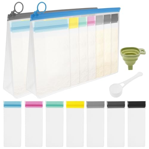 Protein-Pulver-Behälter-Set, 25PCS Wiederverwendbare Kunststoff-Behälter für Nahrungsergänzungsmittel zum Mitnehmen, Tragbare wasserdichte Protein-Pulver-Reisebehälter mit Trichter und Löffel von TNTGMG