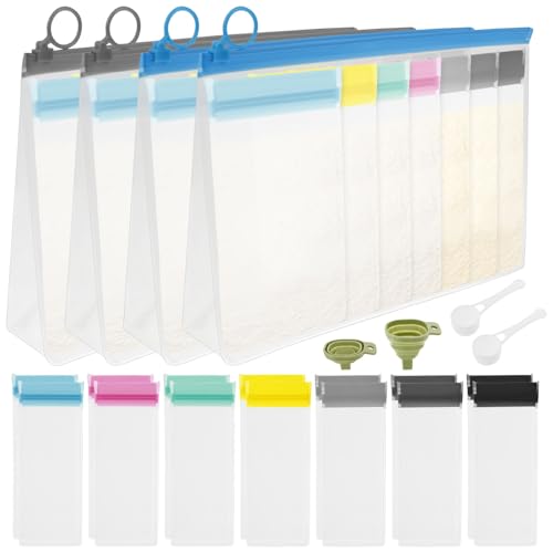 Protein-Pulver-Reisebehälter-Set,50 Stück Wiederverwendbare Puder Ergänzung Container zu gehen, tragbare wasserdichte Protein-Pulver-Reisebehälter mit Trichter und Löffel von TNTGMG